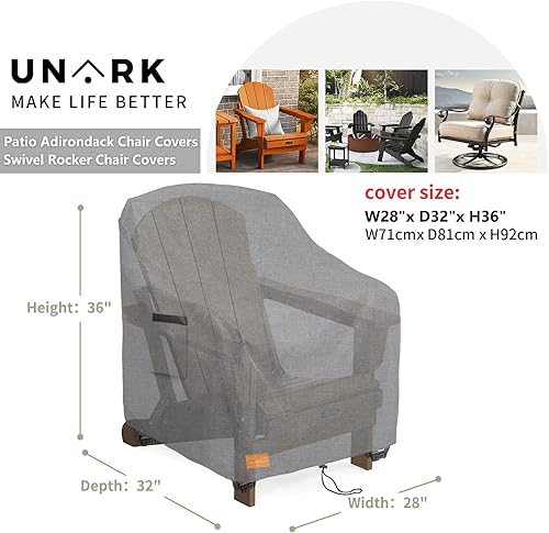 Miniatura 2 de UNARK Fundas para sillas Adirondack para exteriores, paquete de 2 (28 pulgadas de ancho x 33 pulgadas de profundidad x 39 pulgadas de alto),