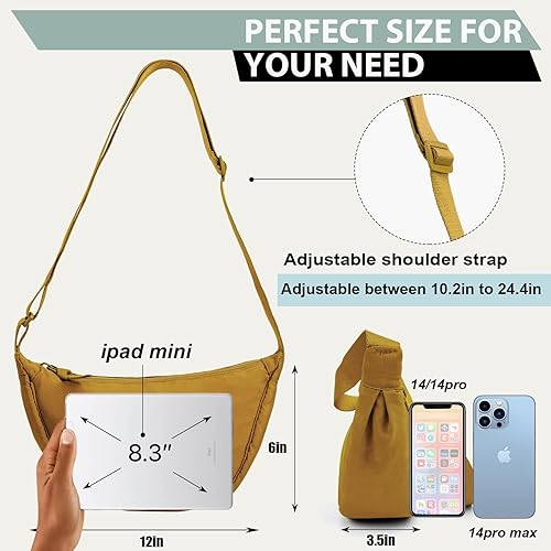 Miniatura 3 de Bolso bandolera para mujer, riñonera pequeña de media luna, mini bolsa de cinturón, bolsa de nailon, bolsa de hombro con correa ajustable para la