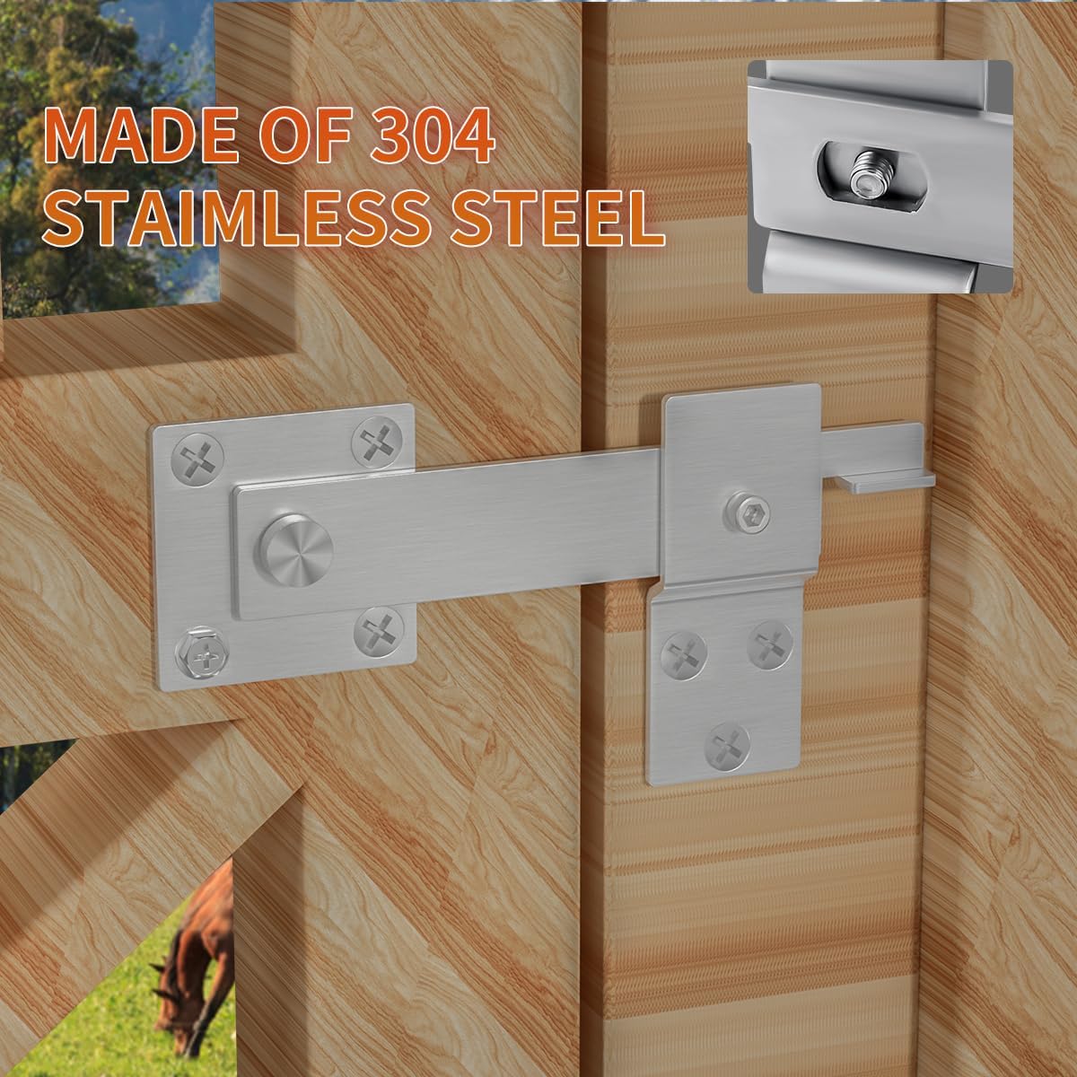 JUGREAT 6" Barn Door Flip Gate Latch,Heavy Duty Stainless Steel Gate Latch,Sliding Door Latch for Fence, Shed, Cabinet,Farm Gates
