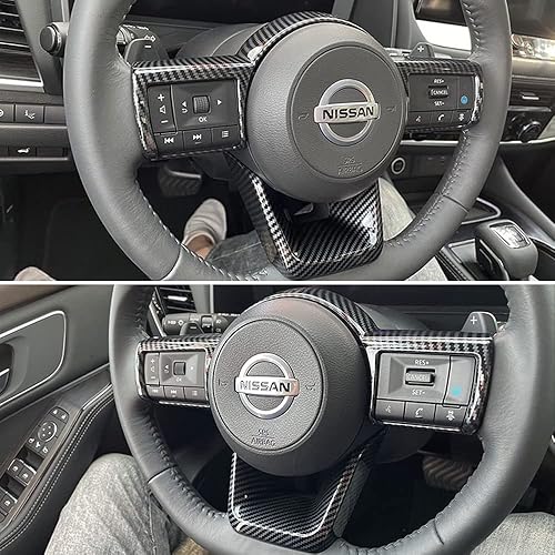 Miniatura 4 de XITER 2 piezas ABS estilo fibra de carbono cubierta de volante marco marco controles cubierta de panel para Nissan Rogue 2021 2022 2023 2024 2025