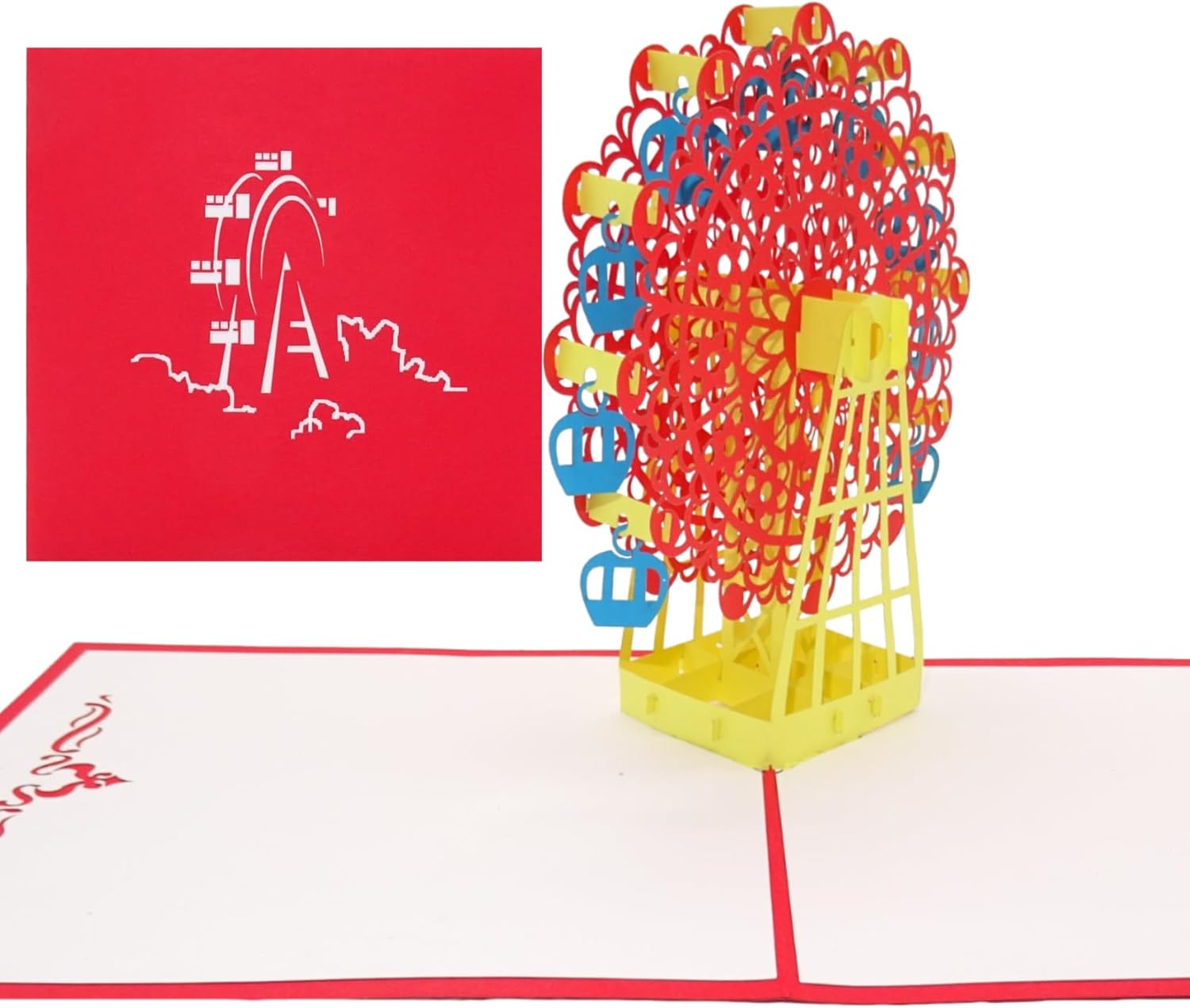 Cologne Cards() 3D Pop-Up Greeting Card, Ferris Wheel, Anniversary, Celebration, Modern Cartoon Style, Includes Envelopes