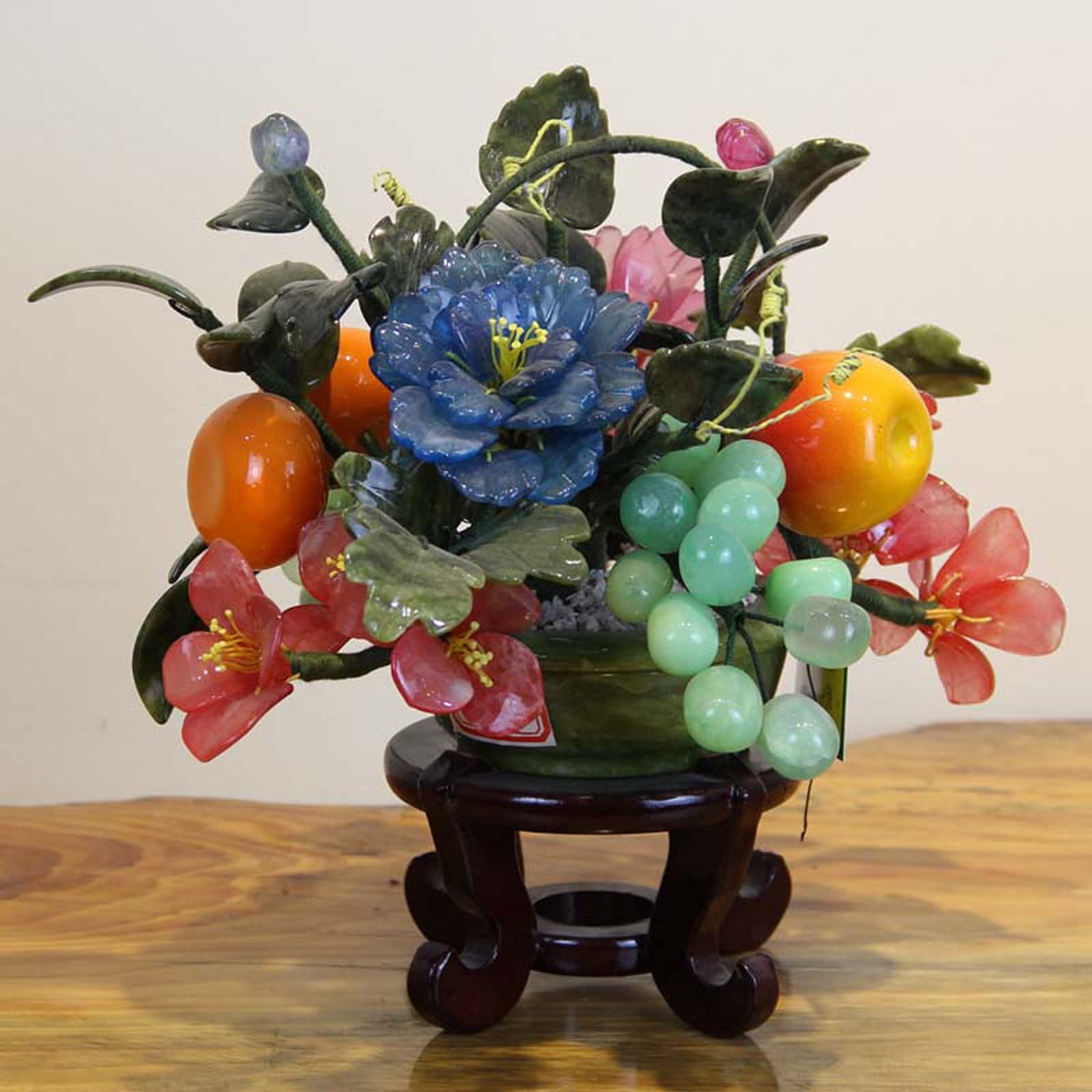 Alberi Artificiali Bonsai Artificiali Bonsai creativi con Fiori di Giada e Cesto di Frutta Decorazione di Piante finte - Piante da Appartamento Artificiali in Vaso per la Decorazione domesticaPiante