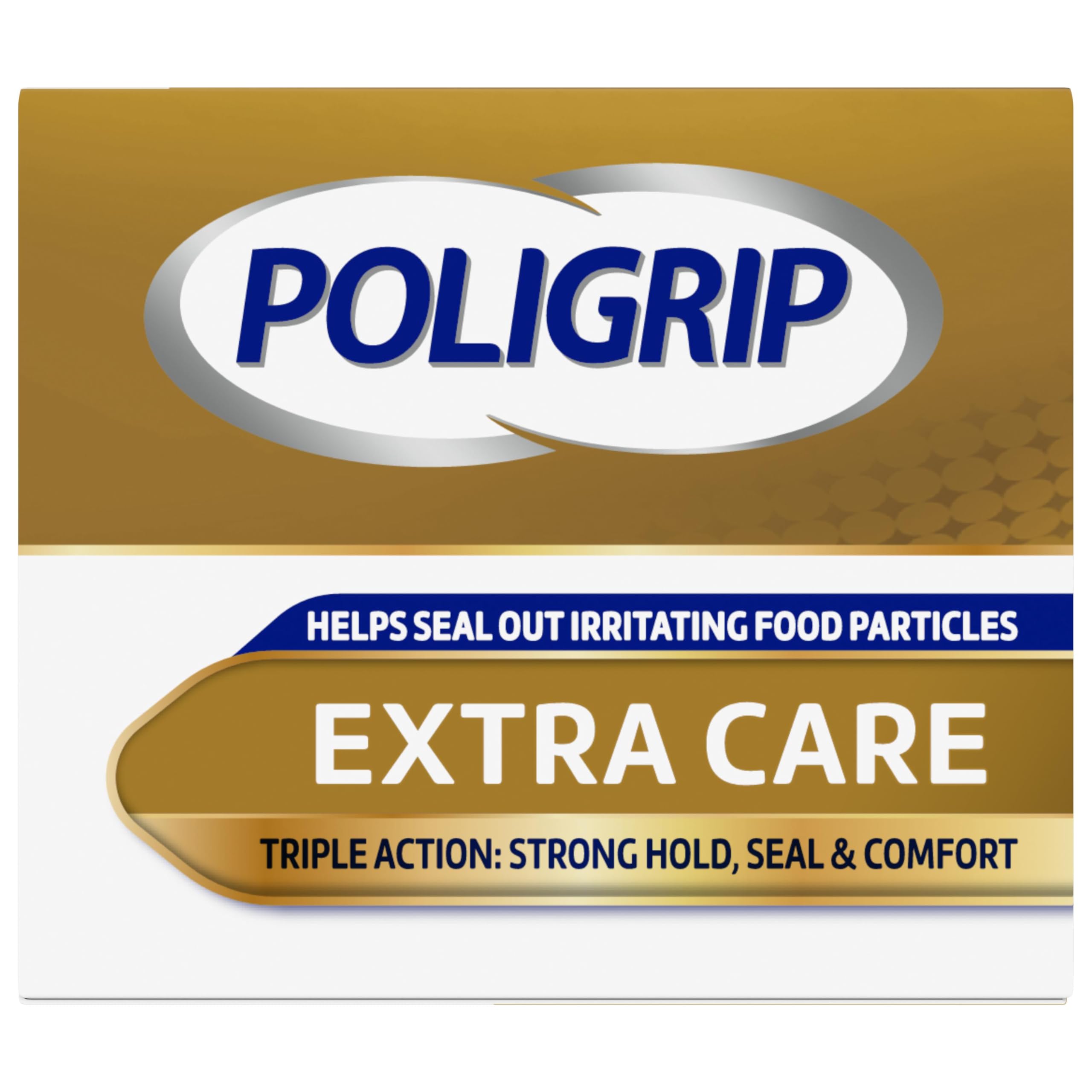Super Poligrip Extra Care Lot de 4 crèmes adhésives pour prothèses dentaires sans zinc 62,4 g
