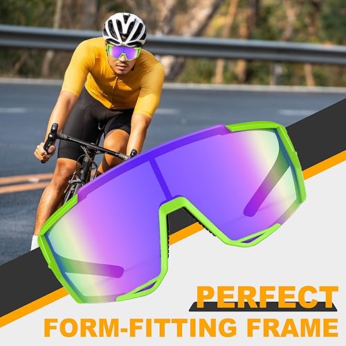 Miniatura 8 de YUTEHO Polarized Cycling Sunglasses Baseball Glasses MTB Glasses with 1 or 5 Interchangeable Lenses for Outdoor Sports