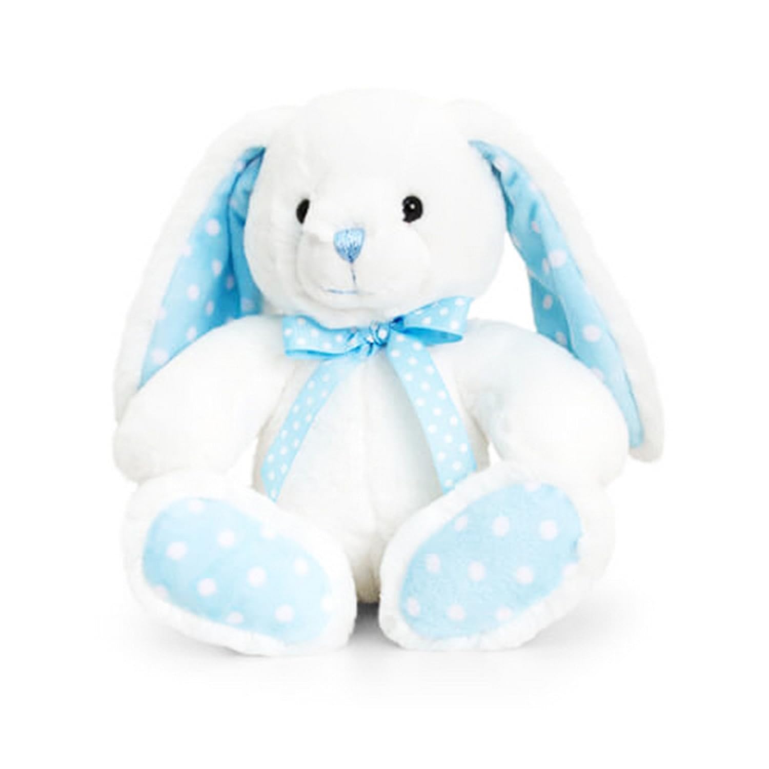 Amazon.com: Keel Toys 10in Baby White/Blue Spotty Rabbit Plush Toy ...