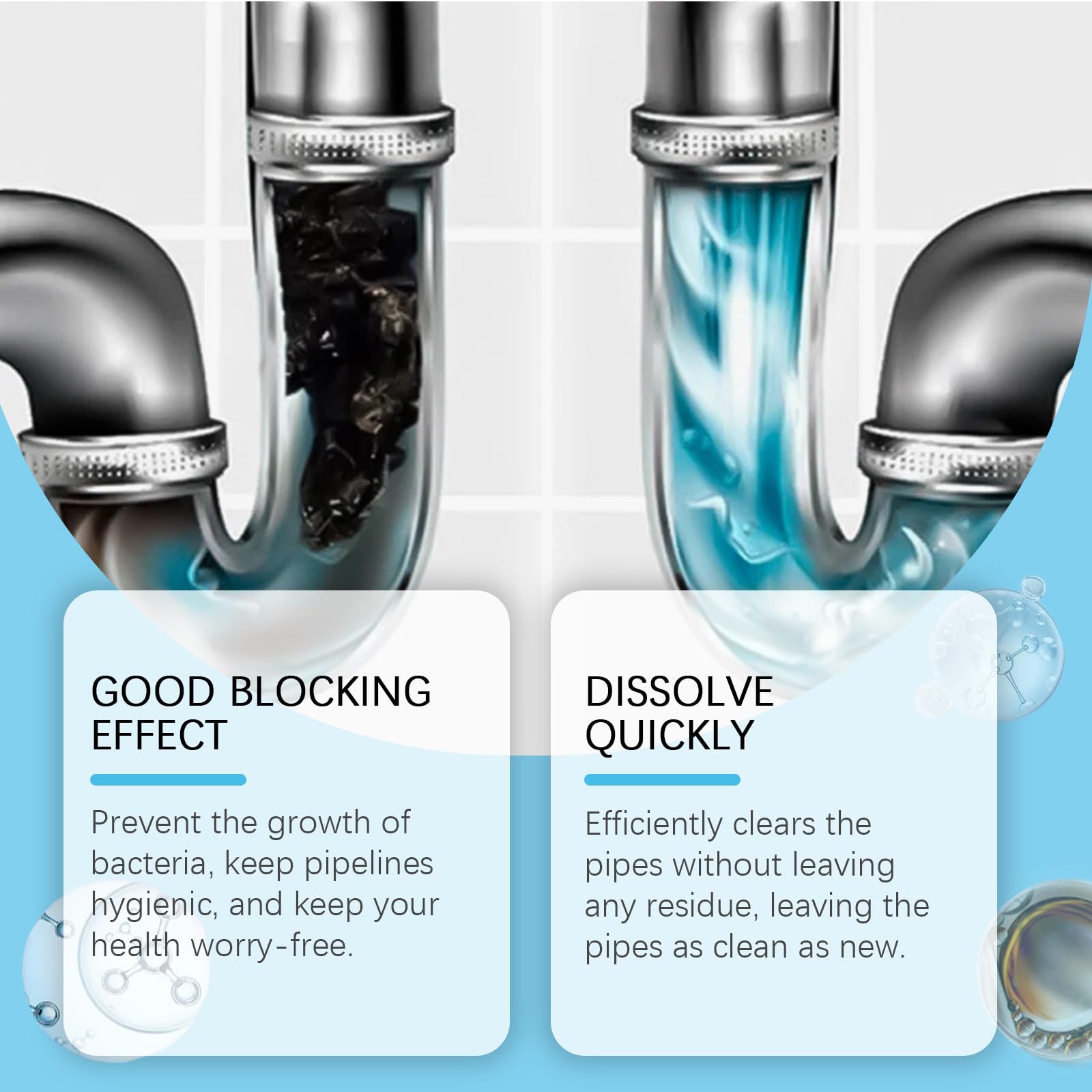 Potente Agente de Dragado de Tuberías,Herramienta de Limpieza Rápida de Tuberías,Polvo para Limpieza de Tuberías de Cocina,Desatasco De Tuberías Obstruidas En Inodoros De Cocina 2pc