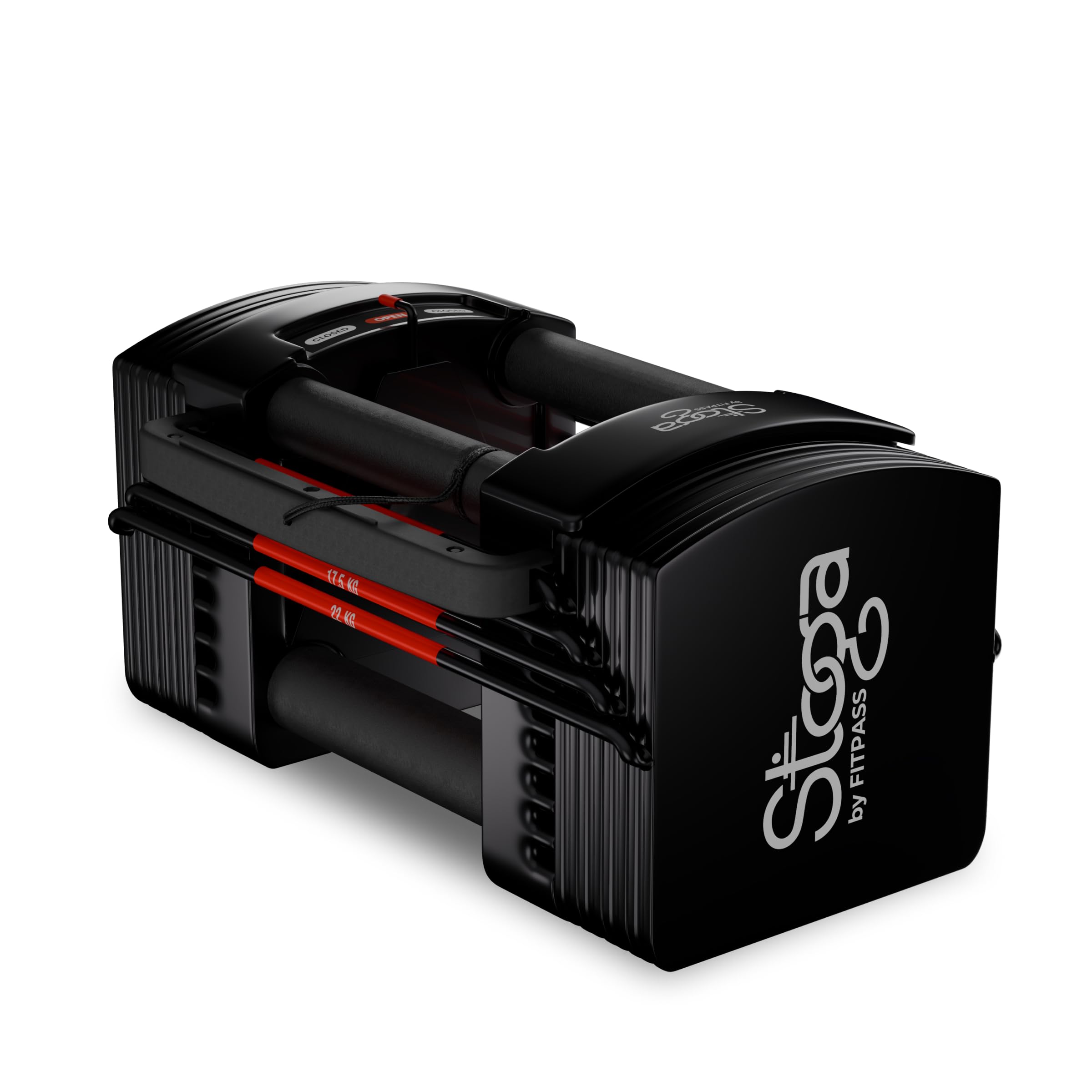 Stoga PowerBrick Adjustable Dumbbell Set (3.5 kg to 22kg) | Selector Pin Weight Shifts, 5 Weight Increments | Compact & Space-Saving, Secure Lock, Ergonomic Grip (Black & Red, 22Kg - Set of 1 (Single))-image-36