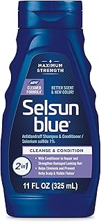 Selsun Blue 2-in-1 Antidandruff Shampoo & Conditioner, Maximum Strength 2-in-1 Treatment With Selenium Sulfide, 11 fl. oz.
