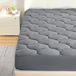 SLEEP ZONE Matelas de refroidissement Topper Queen, housse de matelas extra épais, matelas de lit pour oreillers doux, soin facile, lavable (Grey Lattice, Queen)