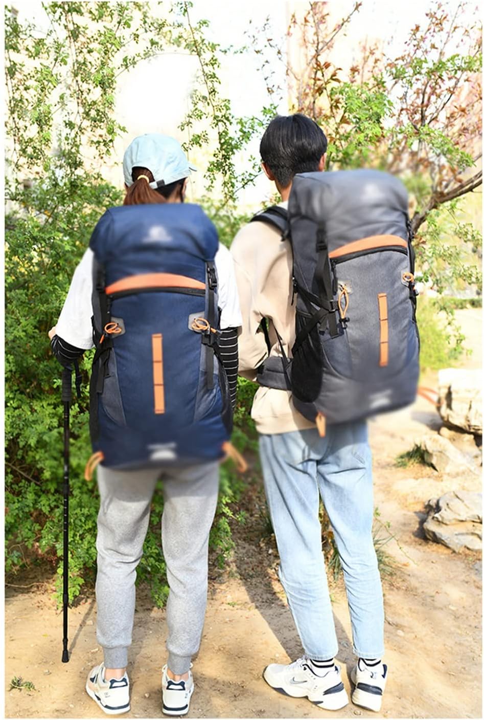 50L Camping Backpack Reflective Hiking Backpack Large Capacity Mountaineering Bag(A)