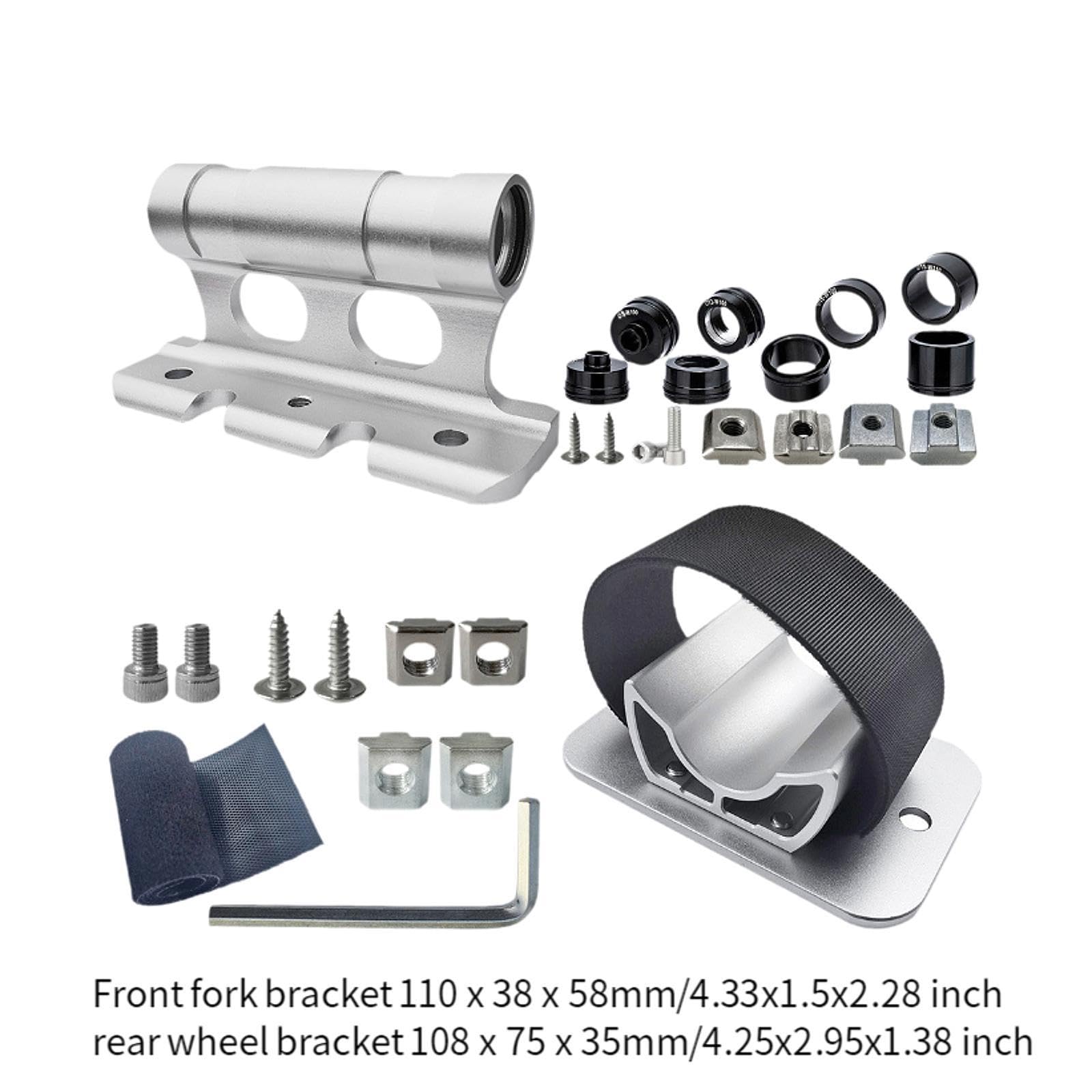 Baoblaze Supporto per forcella bici, portabici da tetto per auto con sgancio rapido, supporto universale per ruota, supporto per forcella anteriore, blocco, Argento