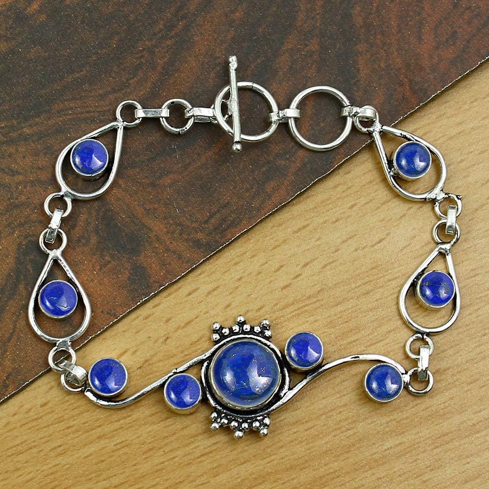 Natural Round Shape Gemstones Silver Plated Bracelet for Women - Birthstone Handmade Vintage Style Victorian Jewelry Adjustable Link Bracelet - Gifts for Wedding Christmas Anniversary Valentine's Day - Image 3