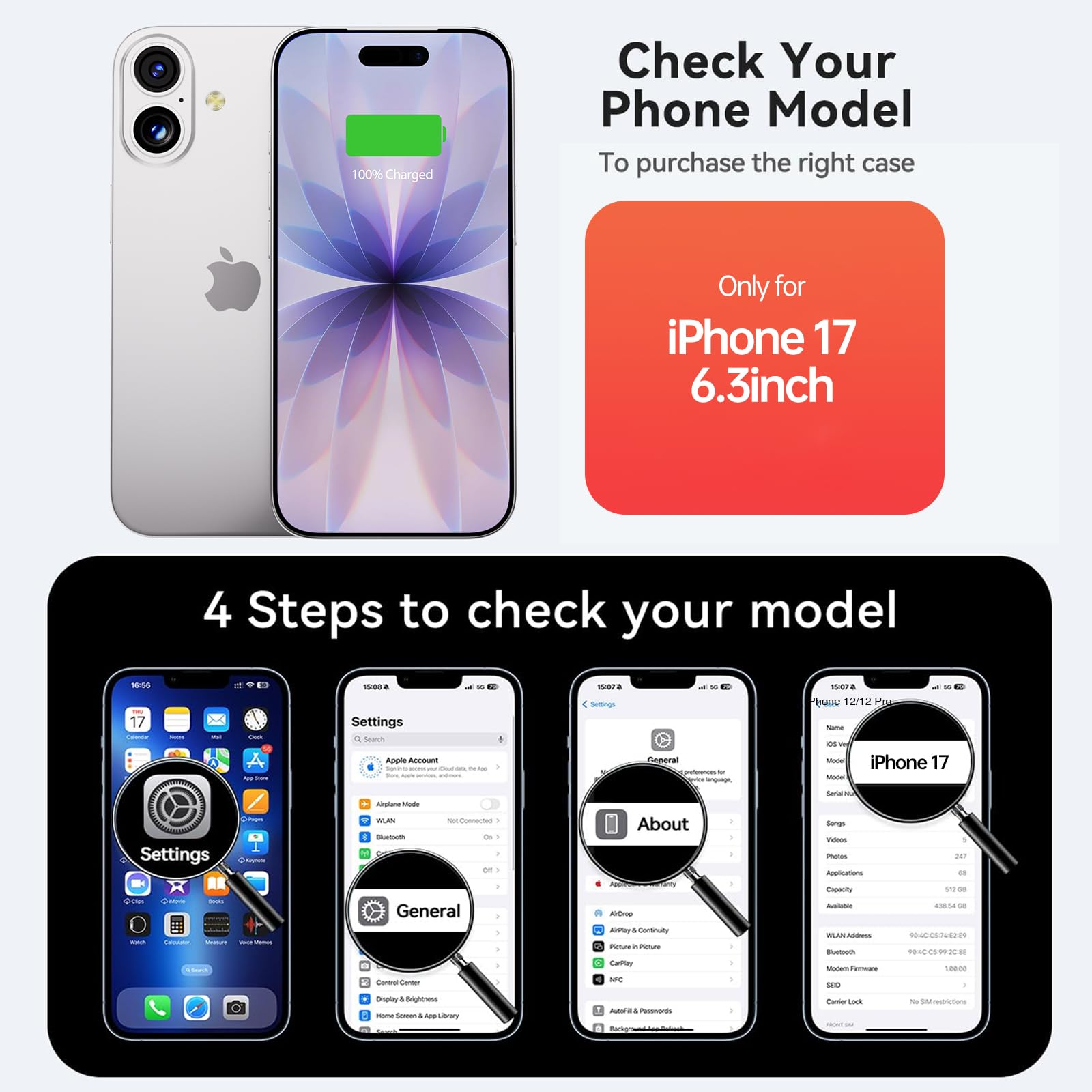 GIN FOXI Battery Case For IPhone 17, Charging Case Charger 8500mah Ultra Slim