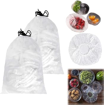 Reusable Fresh Keeping Bags/200PCS,Dirtychop Food Covers,Stretchy Covers for Food Dishes,Popular Brown Elastic Bowl Cover,Plastic Wrap for Foods with Elastic 2pack
