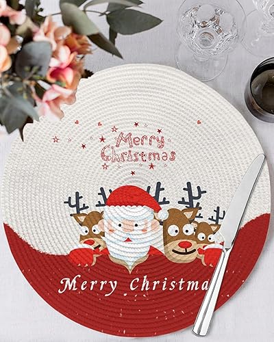 Miniatura 2 de Paquete de 2 manteles individuales redondos trenzados, lindos manteles individuales redondos trenzados, bonitos manteles individuales de Navidad,