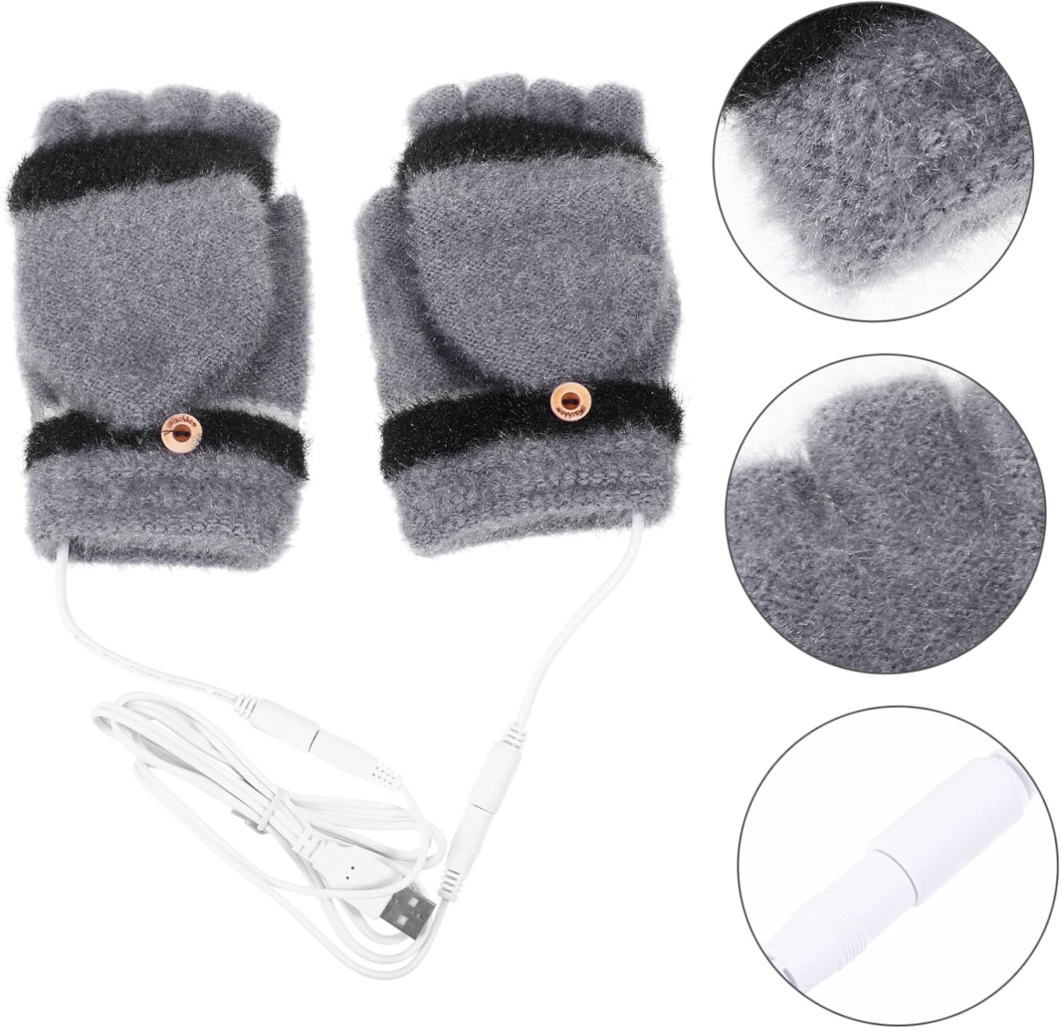 1Pair USB Heated Gloves with Design Dual Sided Heating for Warmth Rechargeable Hand Warmer Gloves for Outdoor Sports and Biking Soft Comfortable Material