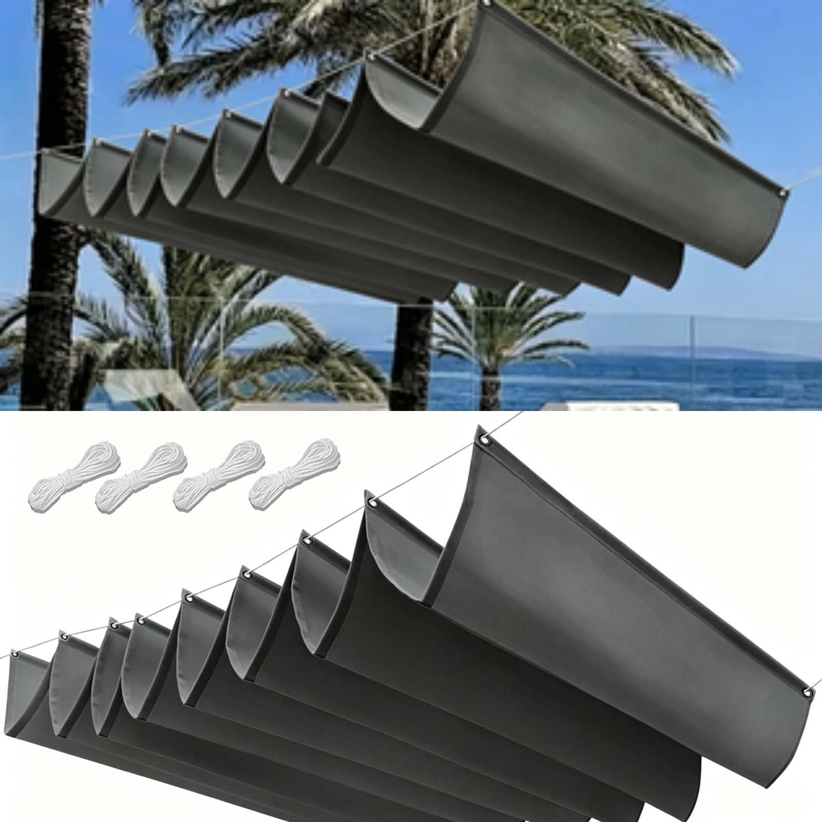 Maska Przeciwsłoneczna Z Materiału 140 x 280 cm Regulowany Na Zamówienie Wodoodporna Osłona Pergoli Ogrodowej Z Oczkami I Sznurkiem Do Ogrodu Zewnętrznego, Patio, Trawnika, Ciemny szary