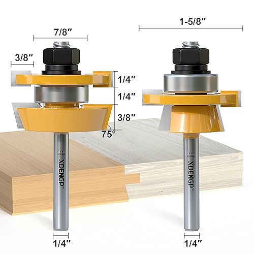 Vista 38 de Panel elevado de ensenado con cortador trasero, brocas de enrutador de 1/2 para corte de ensenado, diámetro de 3-1/2 pulgadas, diseño de panel