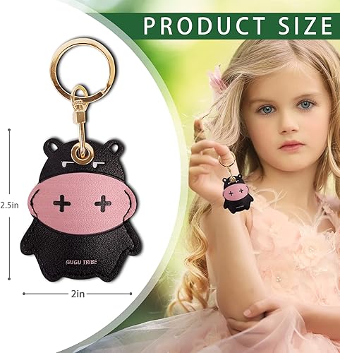 Miniatura 19 de Funda de cuero compatible con Apple AirTag, rastreador de llavero GPS Airtag con llavero, cubierta protectora antiarañazos para AirTag