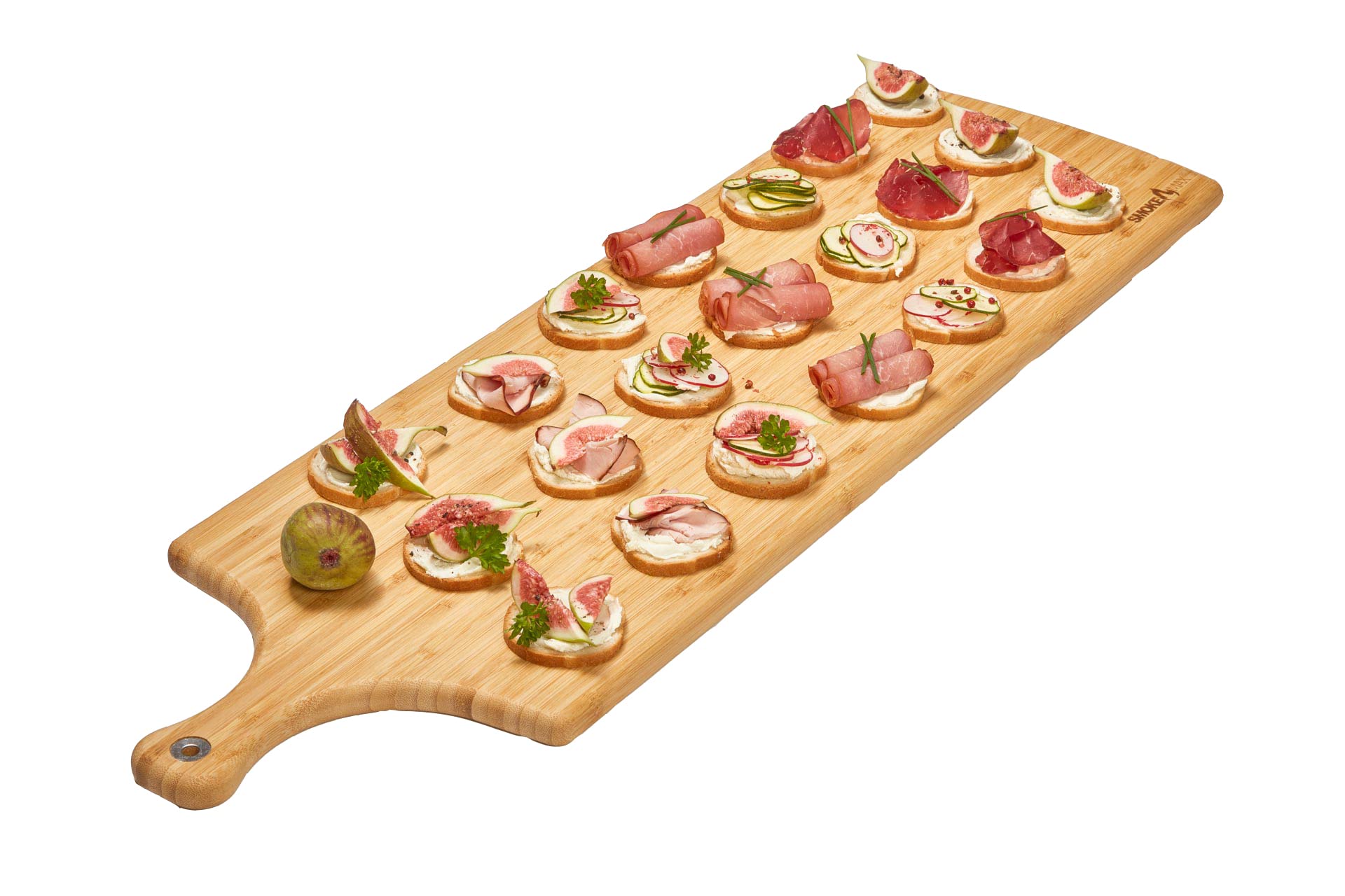 SmokeMax Tabla grande XXL para servir (aprox. 88 x 27 x 2 cm), tabla de diseño de madera de bambú natural (100% aceitada con aceite de oliva natural)