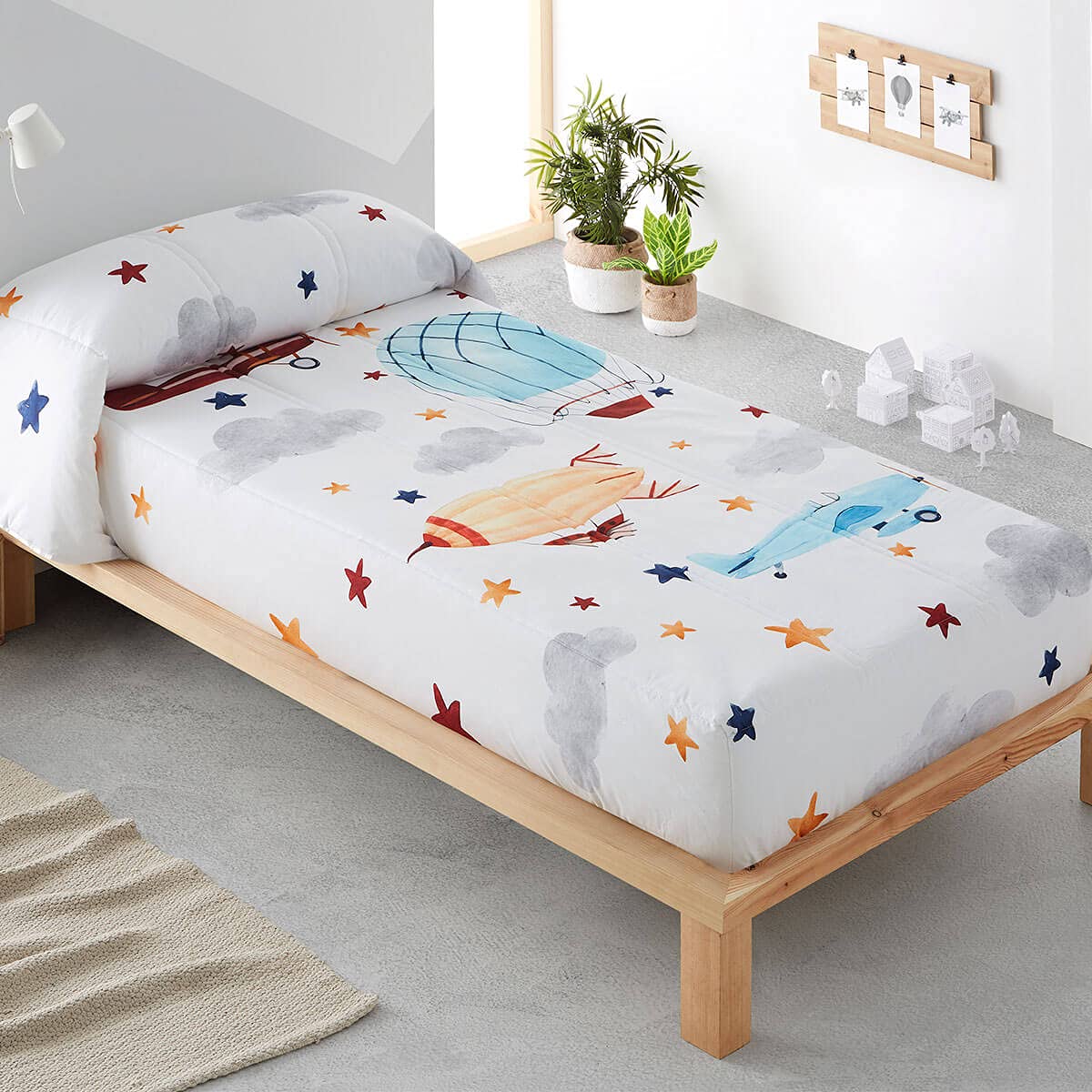 Lanovenanube Edredón Ajustable Aviones Cama 105