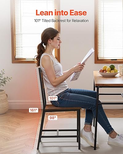 Miniatura 2 de VEVOR Juego de 2 sillas de comedor, sillas de madera con marco de metal y respaldo, silla auxiliar de cuero fácil de montar, silla moderna de nogal