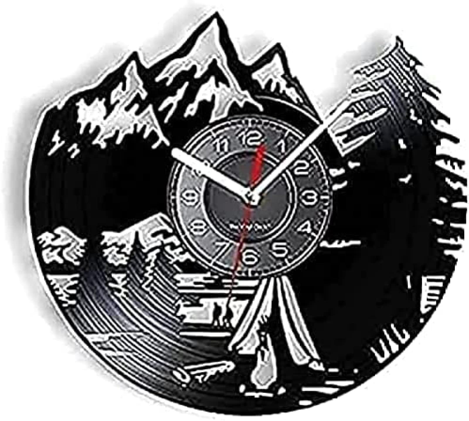 Horloge murale illuminée paysage naturel en disque rétro d'artisanat