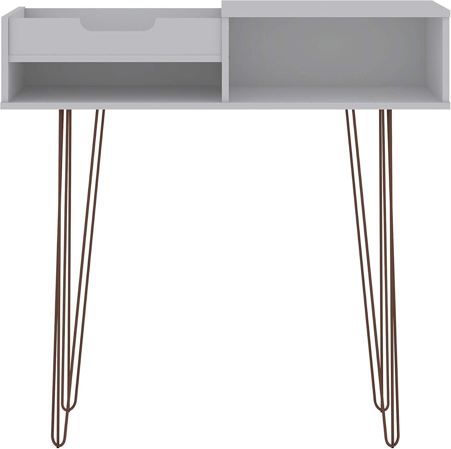 Manhattan Comfort Rockefeller 39.37 Entryway Console with 3 Compartments and Metal Legs in White