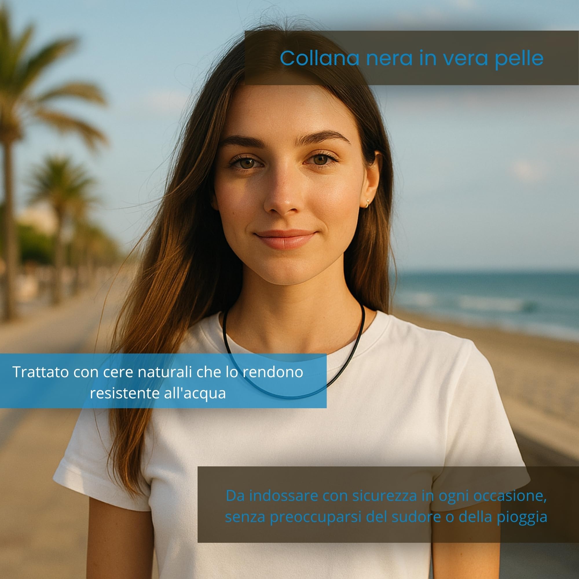 Lola & Gala Catena di Cuoio per Collana Uomo e Donna | Vera Pelle Liscia | Chiusura in Acciaio Inossidabile Easy Click | Cordoncino Nero da 3 mm per Pendenti | Varie Misure…