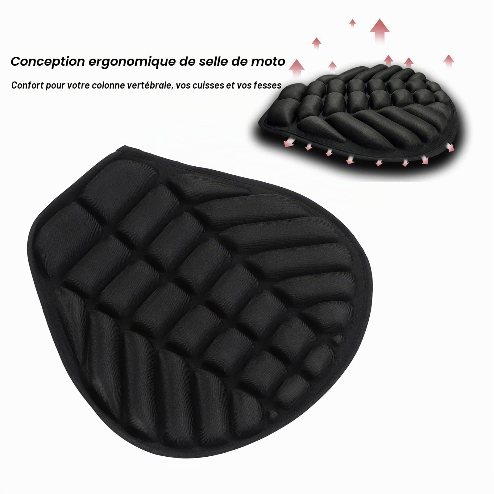 Coussin de Siège en Gel de Moto, Housse de Coussin de Siège Absorbant les Chocs 3D, Coussin de Siège en Gel de Moto Respirant, Housse de Siège de Refroidissement pour les Trajets