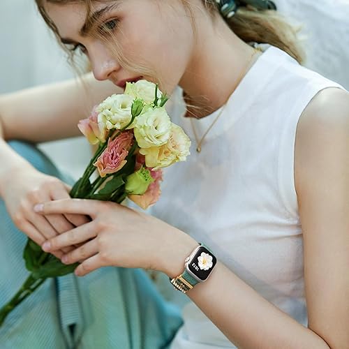 Miniatura 2 de DaQin Correa con grabado de flores compatible con correas de Apple Watch de 1.732 pulgadas para mujeres de 1.654 pulgadas, 1.772 pulgadas, 1.772