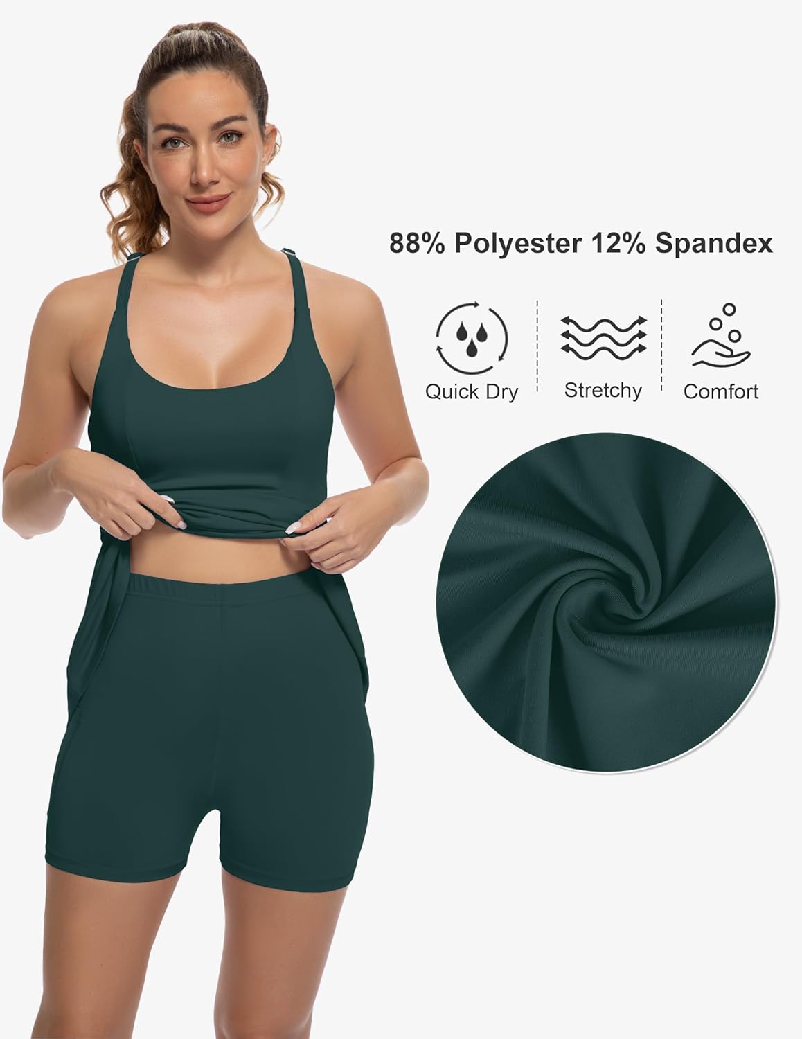 GGOV Tennis Dress for Women Athletic Golf Dress with Shorts and Pockets Backless Workout Dress with Adjustable Straps