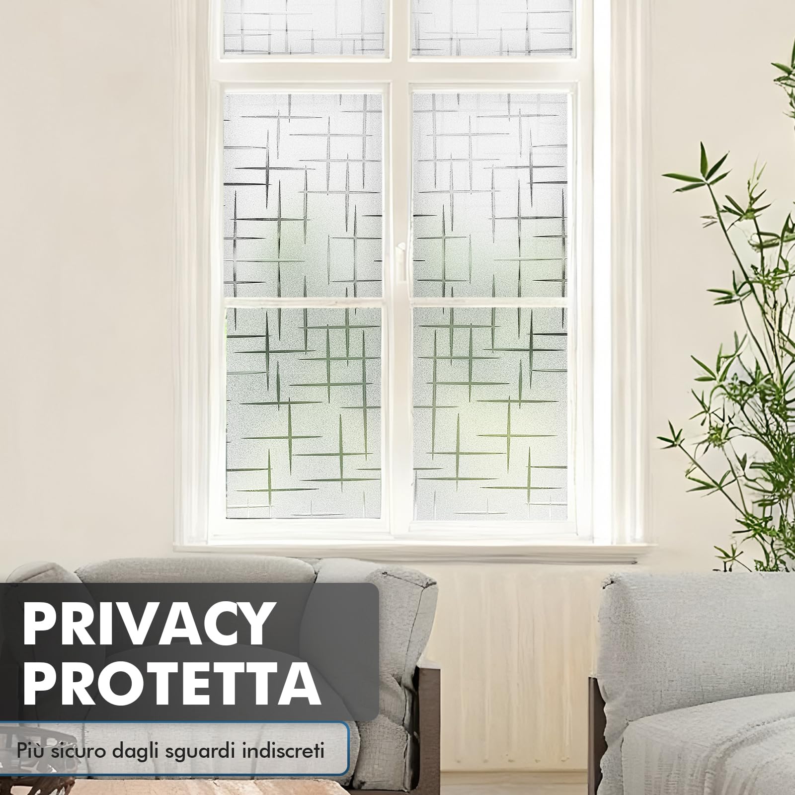 shinfly Opaca Pellicola per Vetri Finestre Privacy, Pellicola Adesiva per Vetri Elettrostatica 90x200cm, Protettiva anti-UV, Window Film Adatto per Ufficio Bagno Camera da Letto Soggiorno Cucina