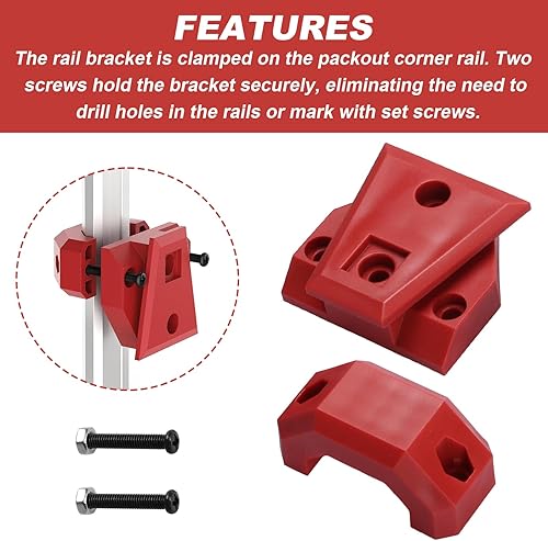 Miniatura 3 de Soportes de bolsa de herramientas de riel de esquina para Milwau-kee Packout, instalación para bolsa de herramientas ToughBuilt ClipTech -Rojo
