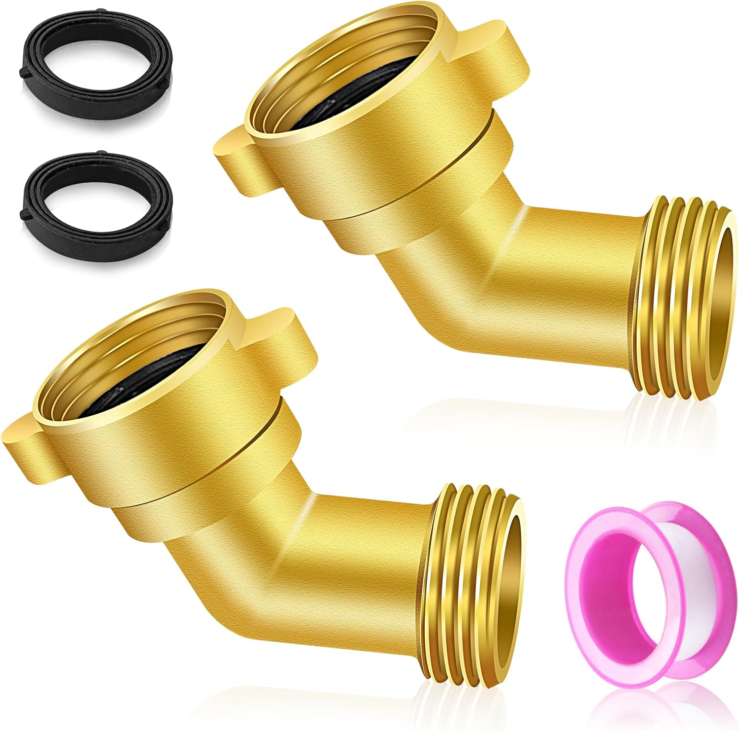 45 Degree Hose Elbow, 3/4'' GHT Garden Hose Elbow, Brass