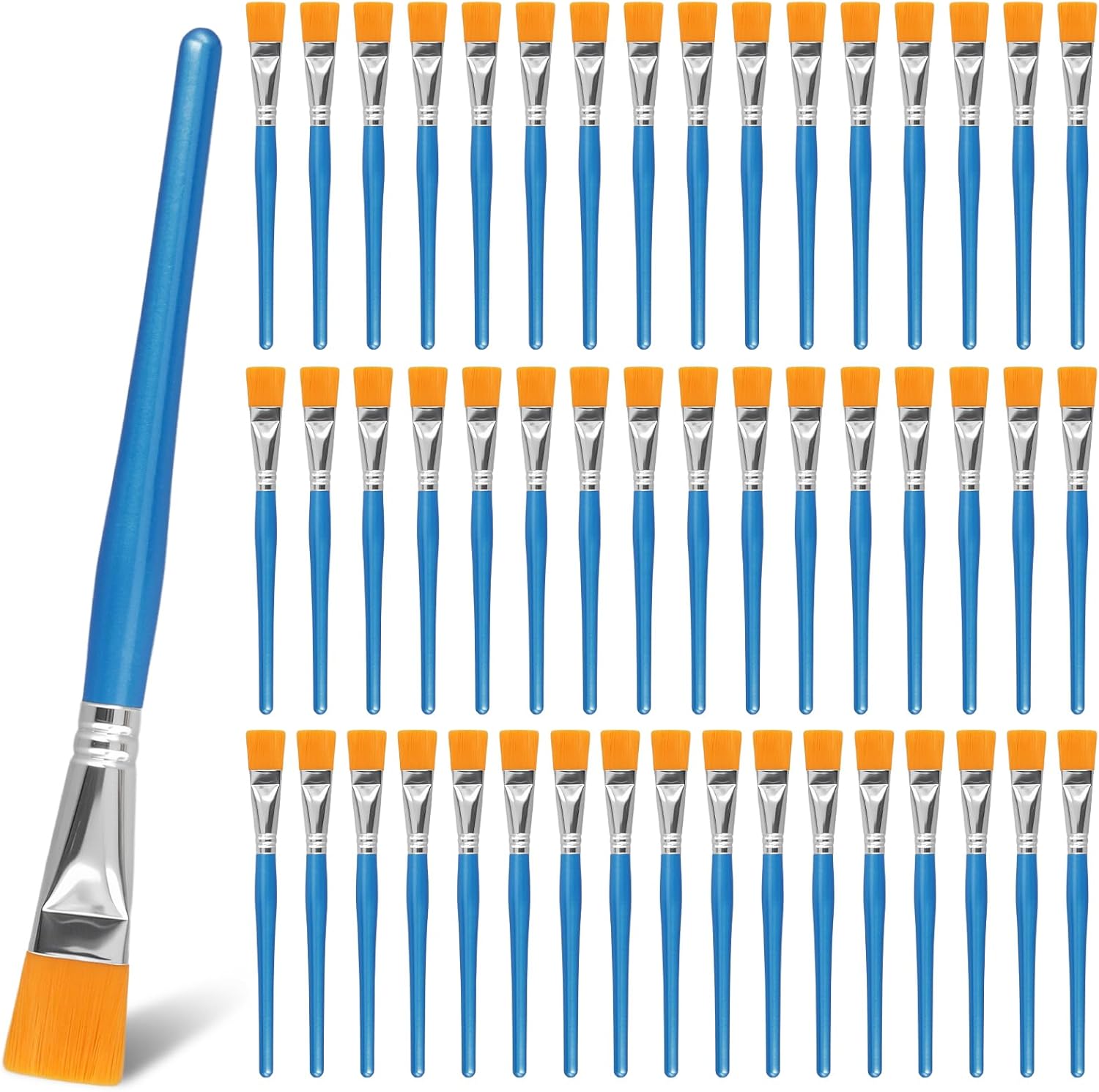 50 PCS 1 Inch Flat Paint Brushes, Large Acrylic Paint Brush Nylon Hair Painting Art Brushes Bulk for Watercolor, Acrylic Gouache, Oil Painting
