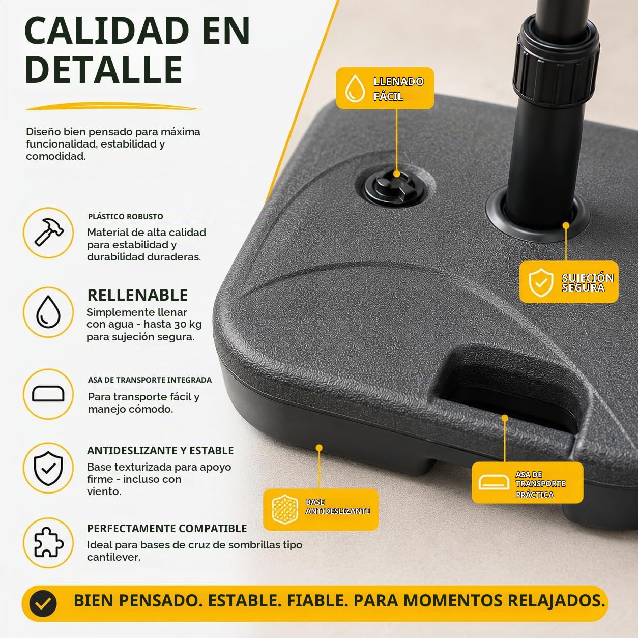 Soporte de sombrilla para sombrilla – Pesos para cruces de suelo de plástico – Soporte para sombrilla estable y soporte para sombrilla