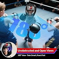 Vista 4 de Casco de boxeo para niños, hombres y jóvenes, paquete de 2, casco de combate de MMA de cara completa con protección ajustable, máscara facial