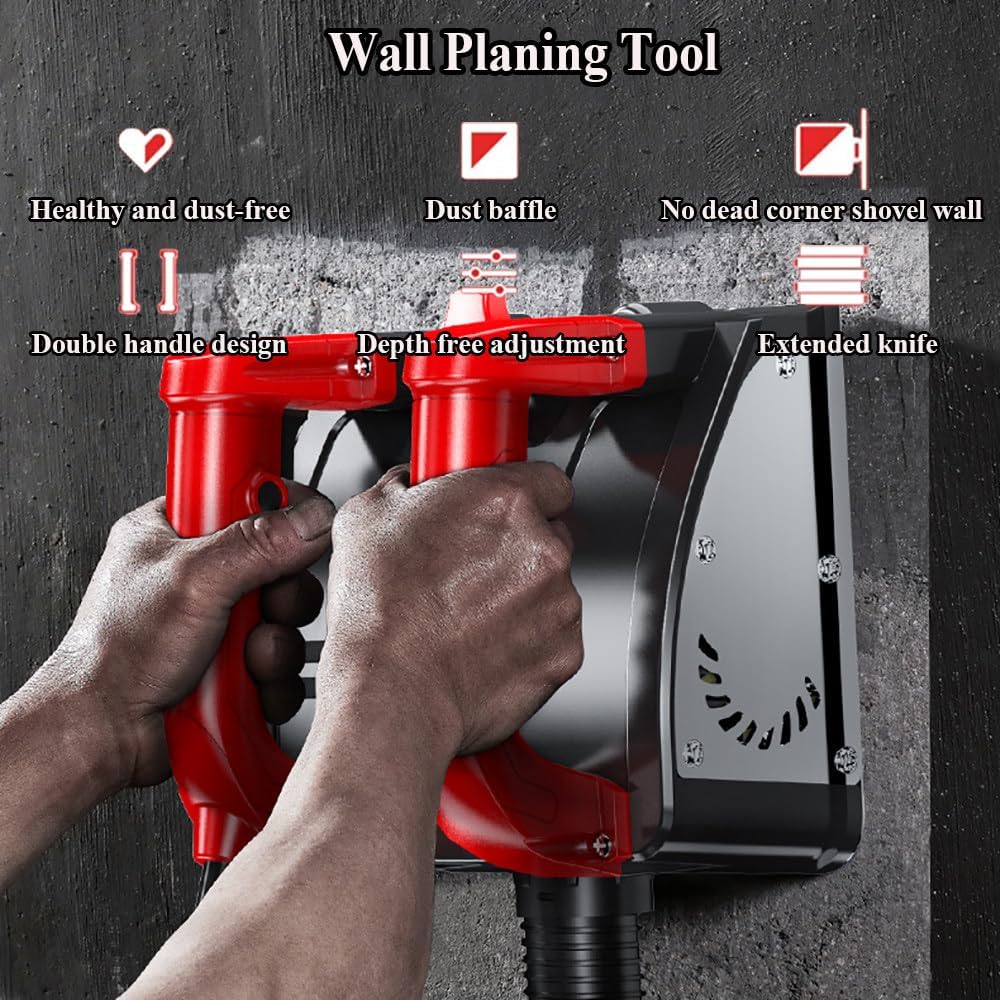 2280w Concrete Shovel Wall Machine,Electric Wall Planing Machine With Side Blade,26 Blades,Plane The Wall 16cm,1-4mm Depth Adjustment,For Shovelling Putty,Whitewash,Paint