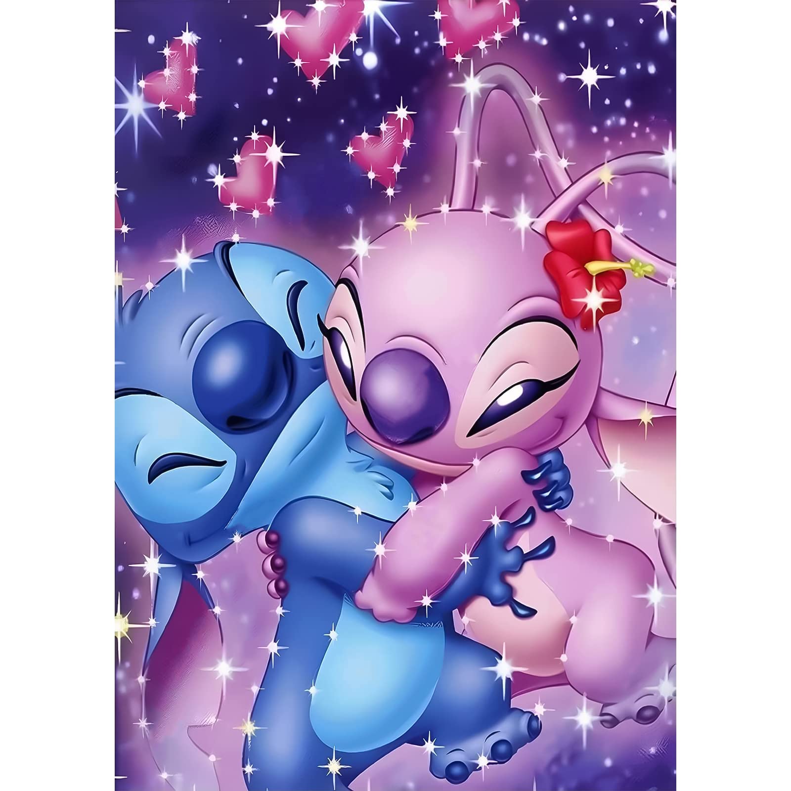 QENSPE 5D Diamond Painting Kits Cartoon Stitch Diamond Art Kits for Adults, Full Drill Cartoon Love Diamond Painting Kits for Kids Beginner Crystal Picture Art for Home Wall Decor 30x40cm, Blue