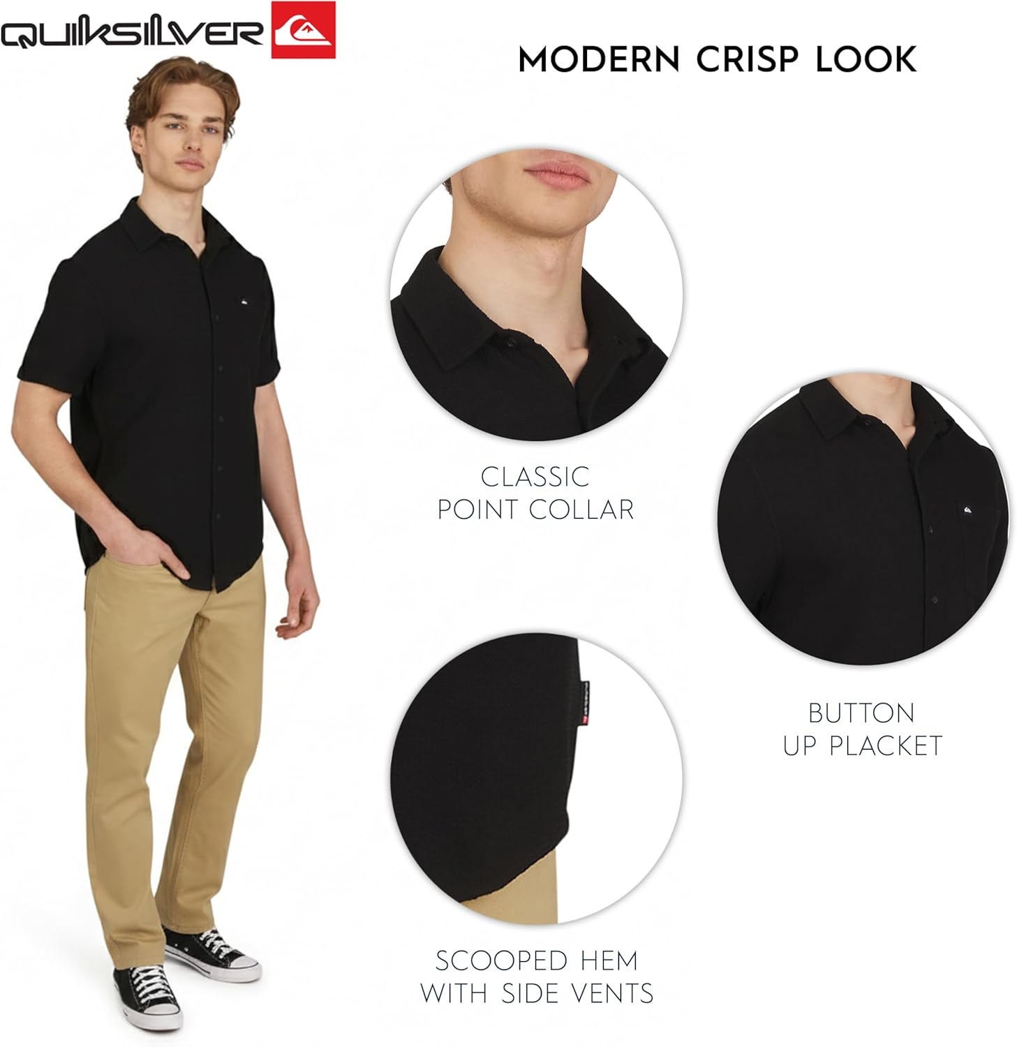 Quiksilver Men's Regular Fit Premium Cotton Short Sleeve Button Up Waffle Woven Shirt - Image 4