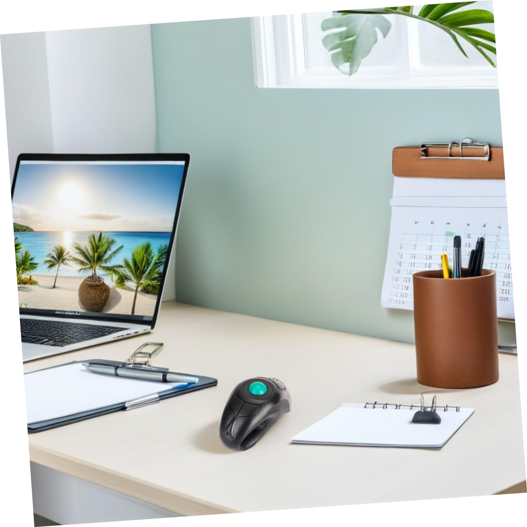Mouse Trackball Wireless Portatile per Laptop Controllo Thumb e Operazione Comfortevole, Design Ergonomico a Forma di Delfino, 1000 Dpi, Nero