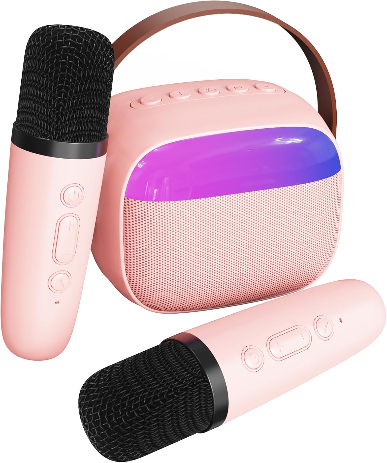 Mini Karaoke Machine with 2 Wireless Microphones, TOP Kids Portable Karaoke Machine for 3, 4, 5, 6, 7, 8, 9,10,11,12+Years Old, Best Birthday Christmas Toy Gift for Girls Boys Party(Pink)