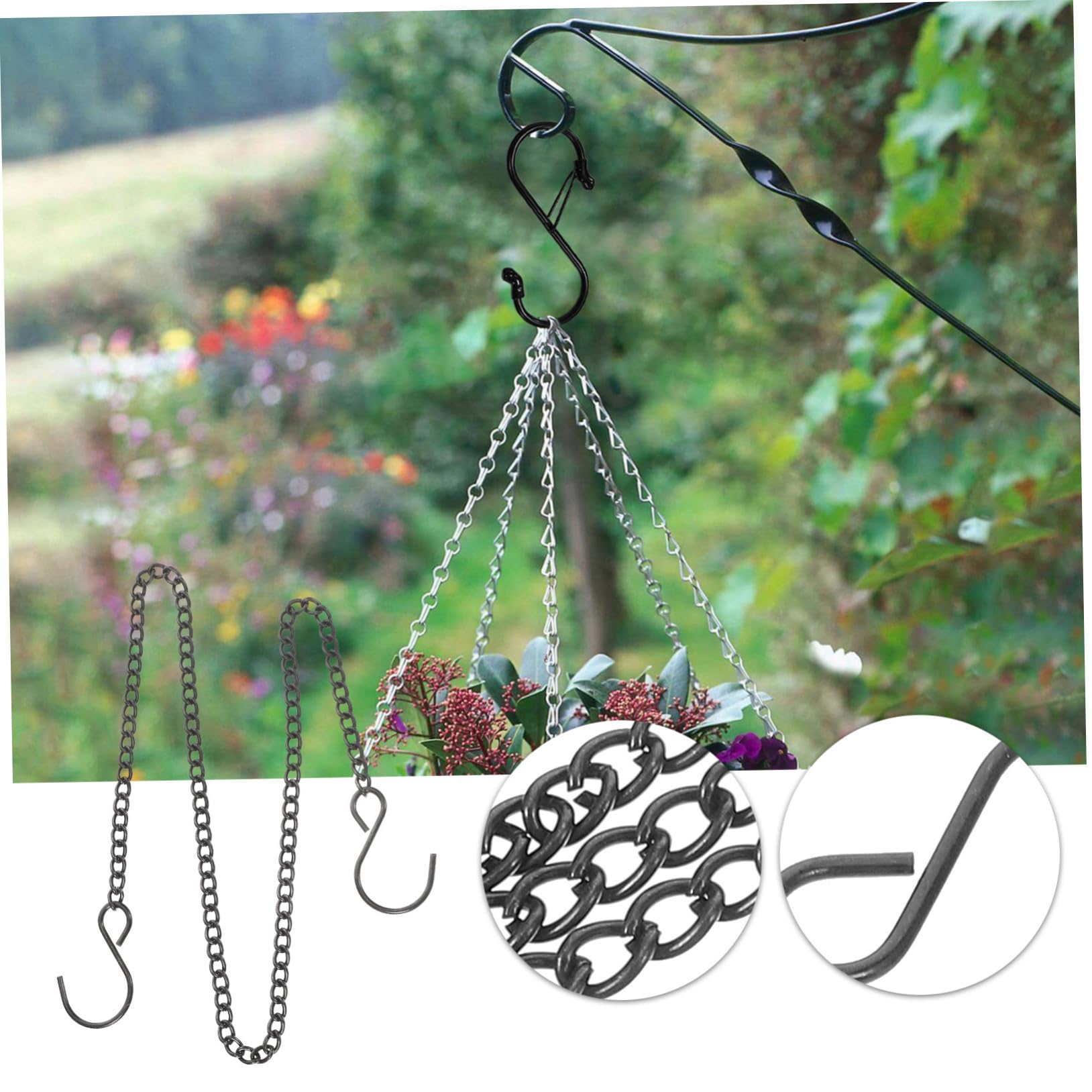 POPETPOP 5 Ensembles Pot Suspendus Chaîne Suspendus Cadre La Chaîne Cintres Suspendus Lampe Plante Cintre Remplacement Chaîne En Métal Pot De Fleurs Chaîne Suspendus Chaîne Pour 6 pièces * 5