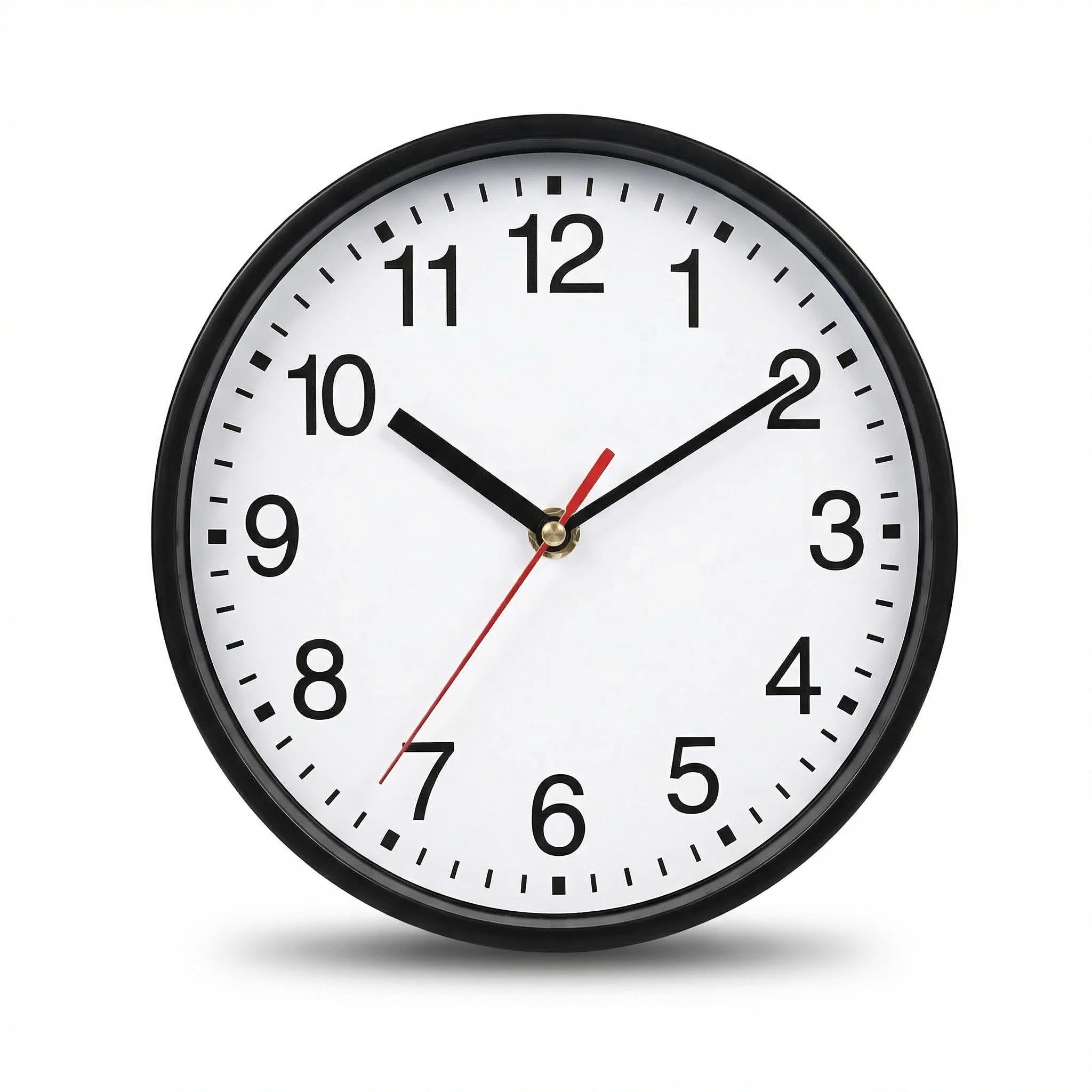 Lottogo Silent Modern Wall Clock - Battery Operated, No Ticking, Easy to Read Quartz Design for Kitchen, Living Room, Office & Bedroom Decoration-8 Inch