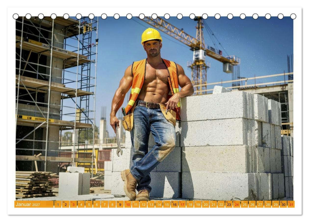 Sexy - Männer vom Bau (Tischkalender 2027 DIN A5 quer), CALVENDO Monatskalender: Schweiß, Stahl und Selbstbewusstsein treffen auf Humor und echte Persönlichkeit. (CALVENDO Erotik)