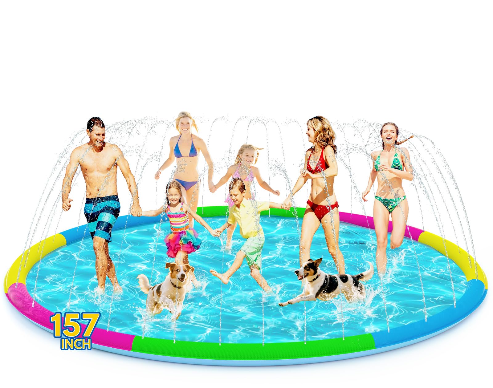 Photo 1 of 157" Extra Large Splash Pad - Non-Slip Splash Pad for Kids and Dogs Thickened Dog Pool with Sprinkler for Toddlers Children Adults Pets