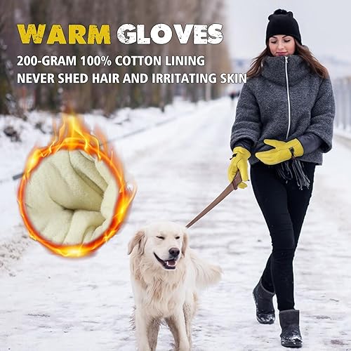 Miniatura 10 de Guantes de trabajo de piel de ciervo para hombres y mujeres, guantes de trabajo de soldadura resistentes, guantes de jardinería para conductores de