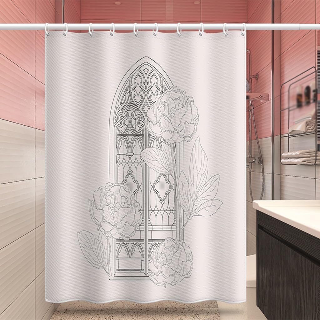 NZPOST Cortina de Ducha de baño Cortinas de bañera Cortina de Bloqueo de baño Cortina de Puerta de Inodoro de Cocina Cortina de Ducha Impermeable de poliéster con Ganchos para