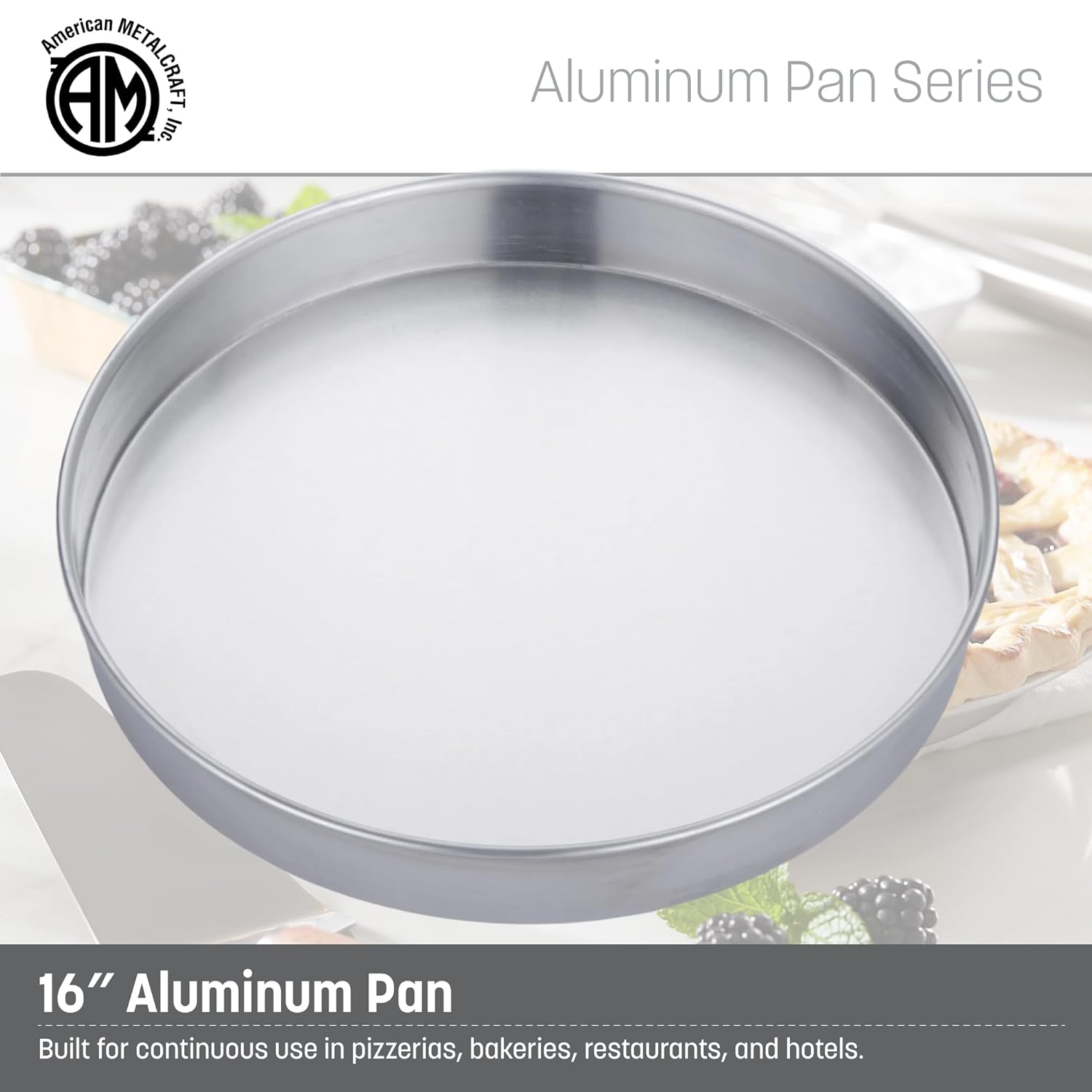 american metalcraft a80162 straight-sided pan, aluminum, 16" dia., 2" h